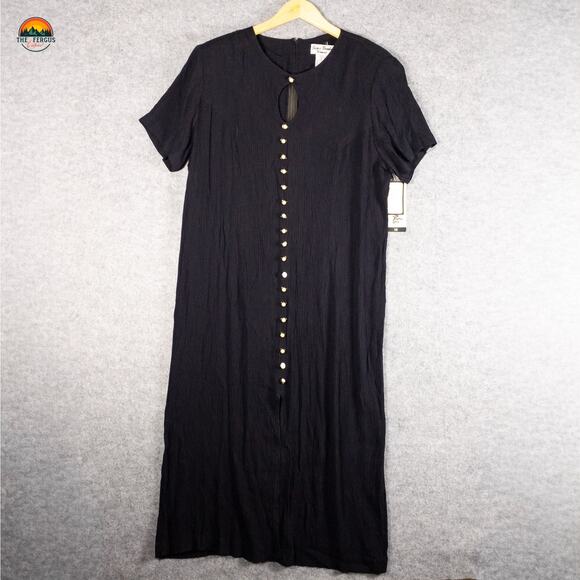 NWT Jamie Brooke Maxi Dress Black Back Zip Short Sleeve Women's Size 18 - Picture 1 of 10